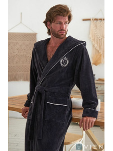 Халат мужской Number one бамбуковый с капюшоном / Vien
