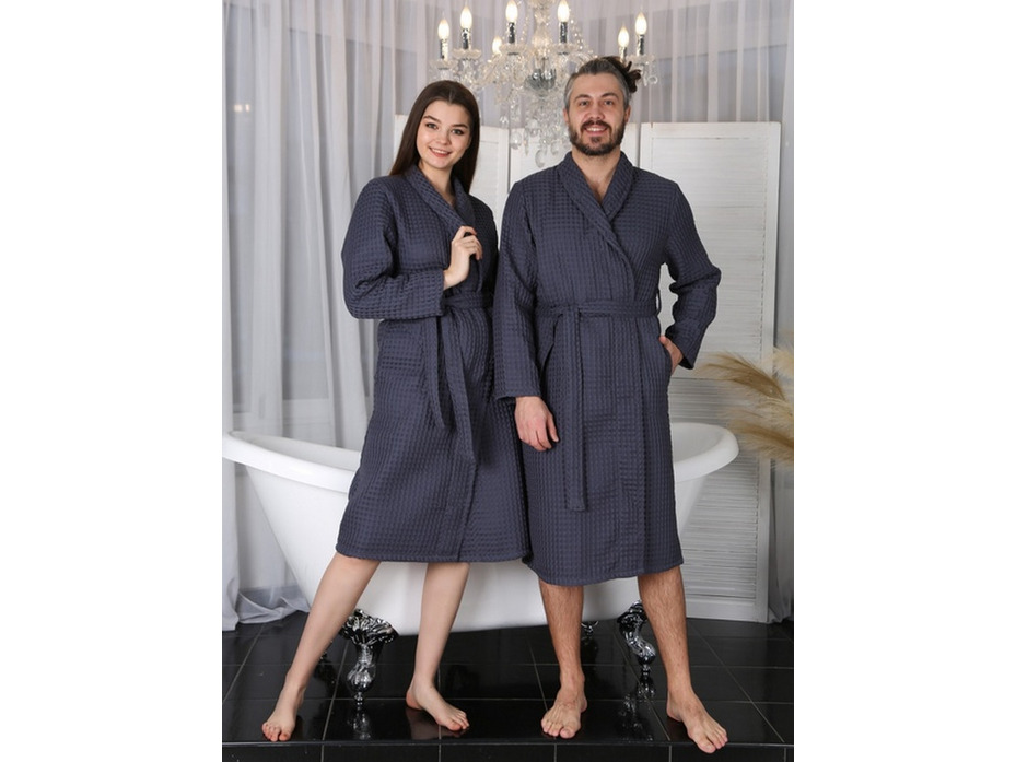 Халат унисекс Бохо вафельный накладной карман / Ашма