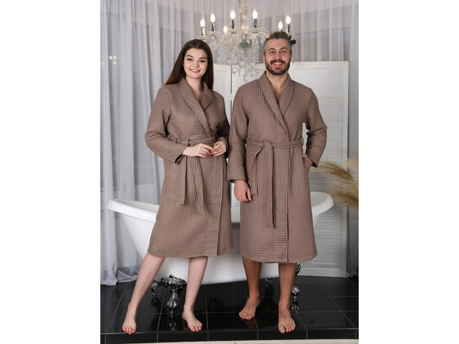 Халат унисекс Бохо вафельный накладной карман / Ашма