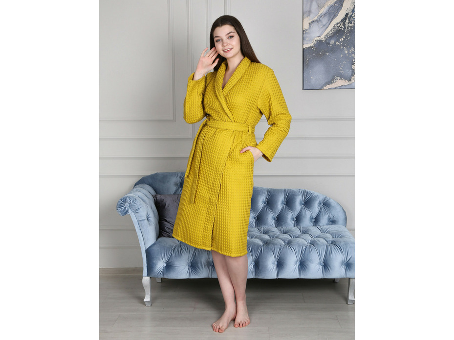 Халат унисекс Бохо вафельный накладной карман / Ашма