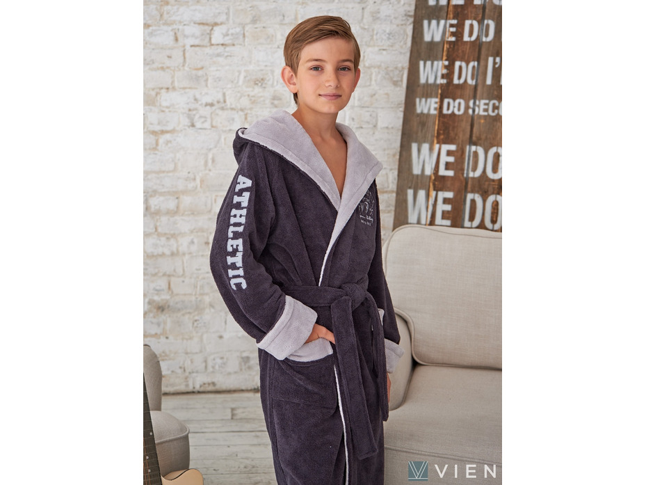 Халат подростковый Atletik Junior бамбуковый с капюшоном / Vien Халат подростковый Atletik Junior бамбуковый с капюшоном / Vien