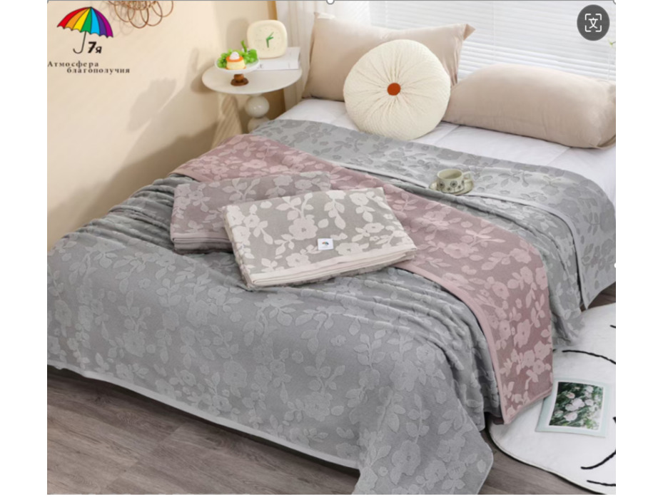Покрывало 2208432 Цветочный жаккард хлопковое 150*200 / 7-я