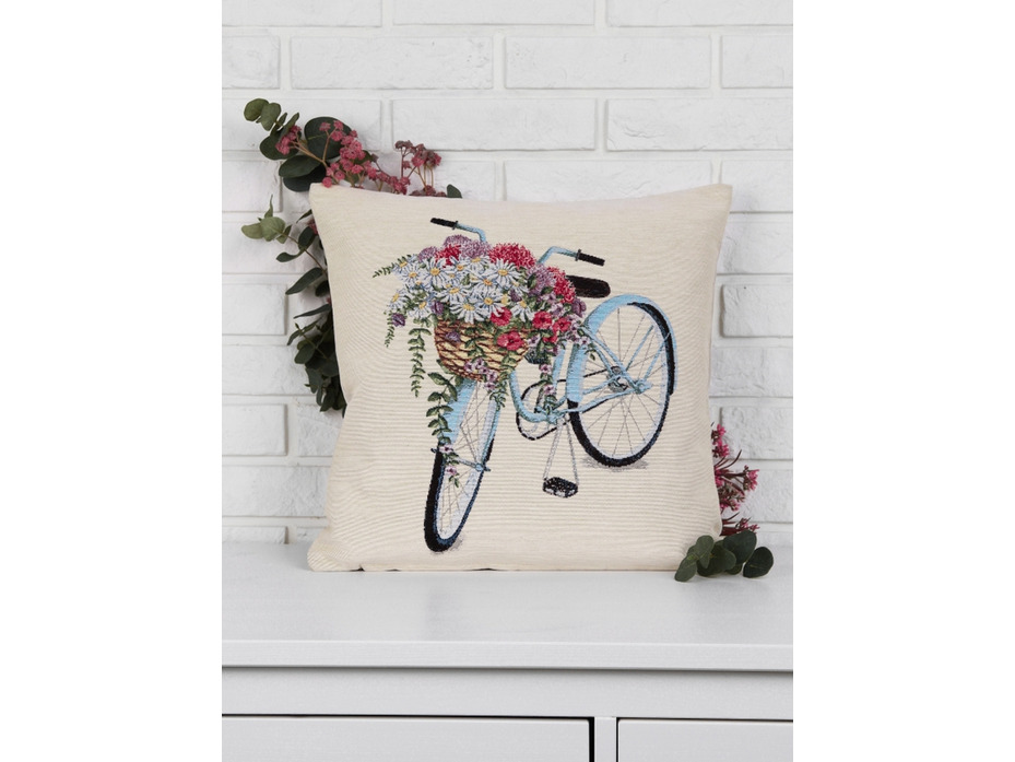 Наволочка декоративная 0035 Велосипед гобелен 45*45 / Le Gobelin