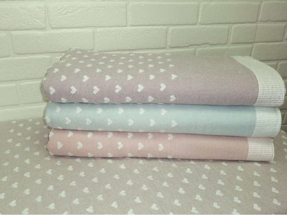 Покрывало 2208334 Сердечки хлопковое 150*200 / 7-я