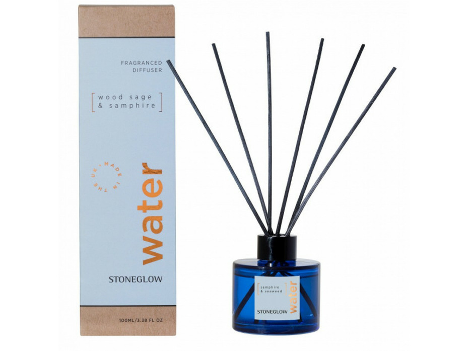 Древесный шалфей и самфир, Диффузор с палочками, 100 мл / StoneGlow