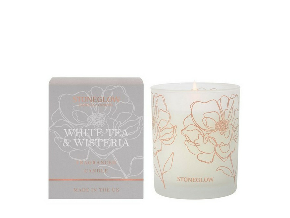Белый чай и глициния, Свеча в стеклянном стакане / Stoneglow