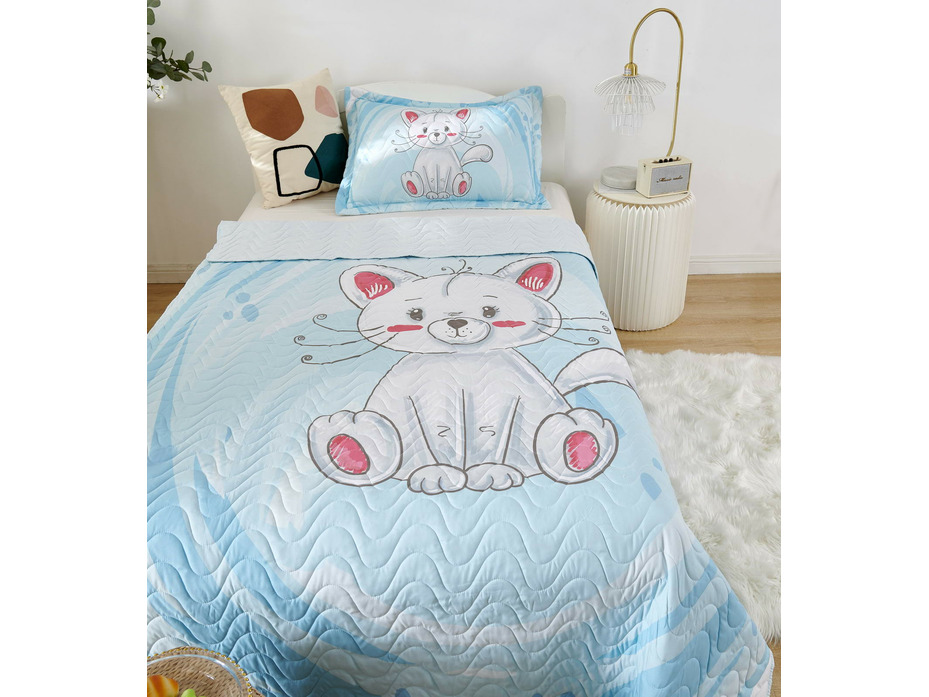 Покрывало с наволочкой детское Sunny day №8 Кошка хлопковое 160*220, 50*70 (1 шт) / Sofi de Marko Покрывало с наволочкой детское Sunny day №8 Кошка хлопковое 160*220, 50*70 (1 шт) / Sofi de Marko