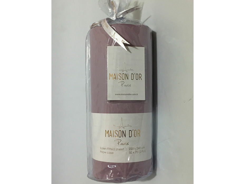 Простыня на резинке с наволочками Fitted сатин 180*200*28, 50*70 (2 шт) / Maison Dor Простыня на резинке с наволочками Fitted сатин 180*200*28, 50*70 (2 шт) / Maison Dor