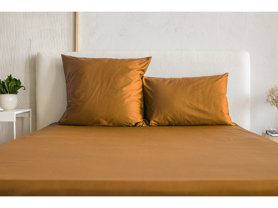 Простыня 213KL-949 горчица сатин однотонный 150*215 / Tia