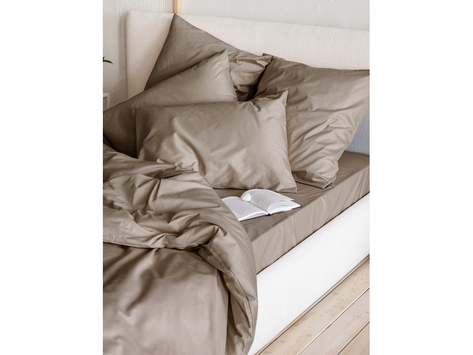 Простыня на резинке KL-5(406) сатин однотонный Гладкий порох 160*200 / Tia