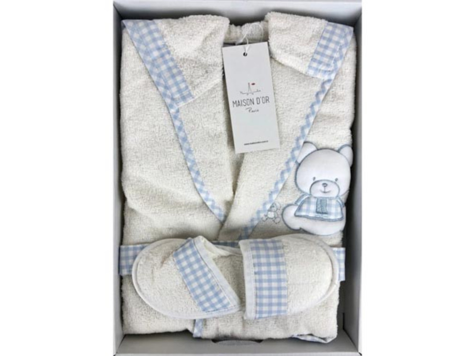 Халат детский с тапочками Alpha махровый с капюшоном / Maison Dor