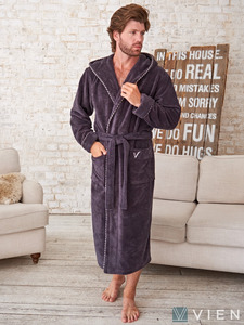 Халат мужской Zevs бамбуковый с капюшоном / Vien