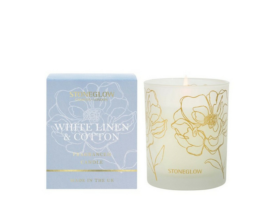 Белый лен и хлопок, Свеча в стеклянном стакане / Stoneglow