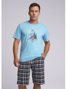 Пижама мужская, футболка и шорты МНР430733/1 / Сдумук