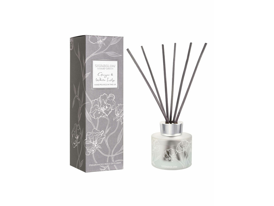 Имбирь и белая лилия / Диффузор с палочками 120 мл / StoneGlow