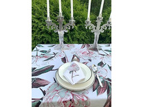 Скатерть Пион белый хлопковая 145*300 / Bloomia Скатерть Пион белый хлопковая 145*300 / Bloomia