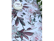 Скатерть Пион белый хлопковая 145*300 / Bloomia Скатерть Пион белый хлопковая 145*300 / Bloomia