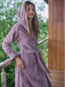 Халат женский Premium бамбуковый с капюшоном / Vien