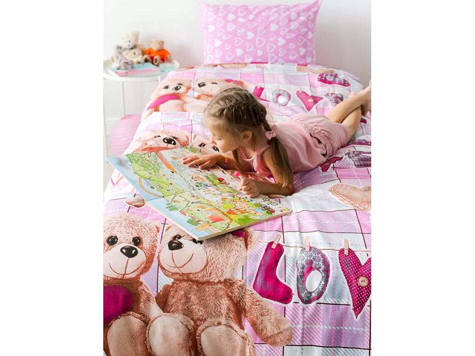 Постельное белье 7075(17) Любимый мишка бязь 1,5 сп / Василиса