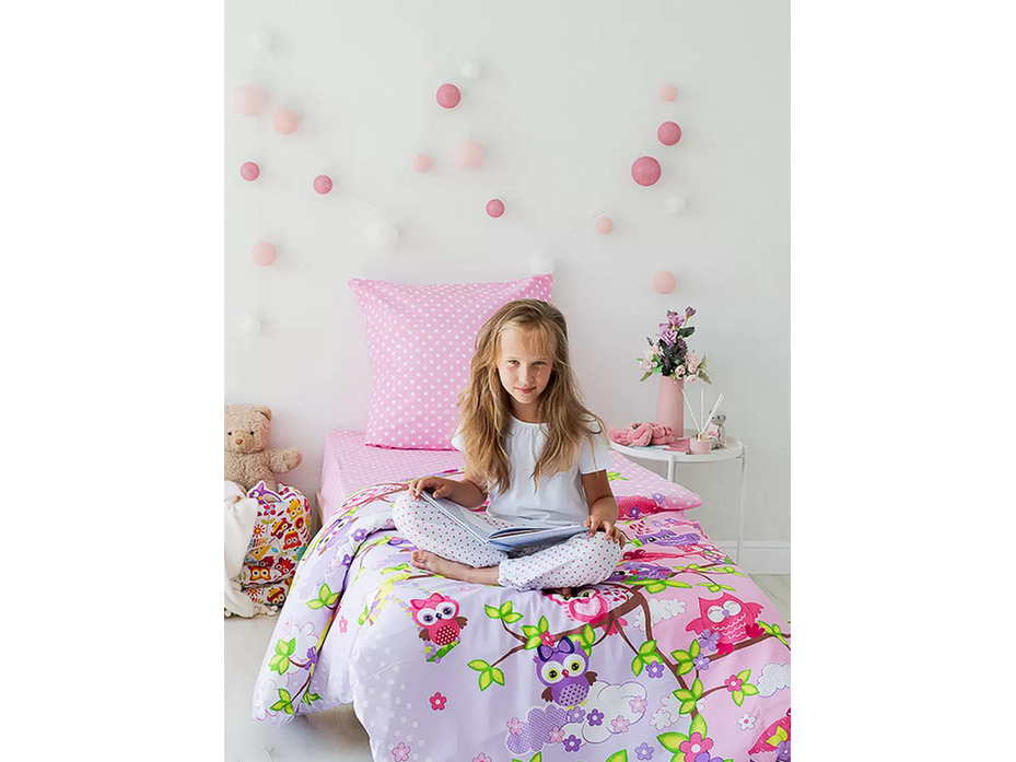 Постельное белье 7162(17) Совята бязь 1,5 сп / Василиса