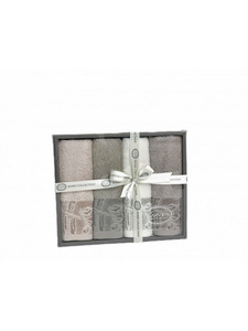 Набор полотенец в подарочной упаковке HN 731 Sonbahar махровые 30*50 (4 шт) / Karven