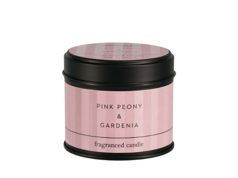 Розовый пион и гардения / Свеча в жестяной банке 135 гр / StoneGlow