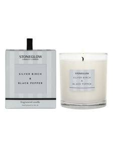 Серебряная береза и черный перец, Свеча в стеклянном стакане / StoneGlow