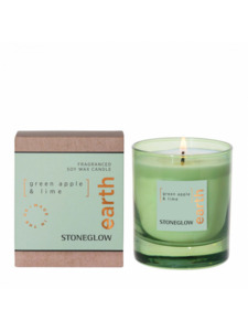 Зеленое яблоко и лайм, свеча в стеклянном стакане / StoneGlow
