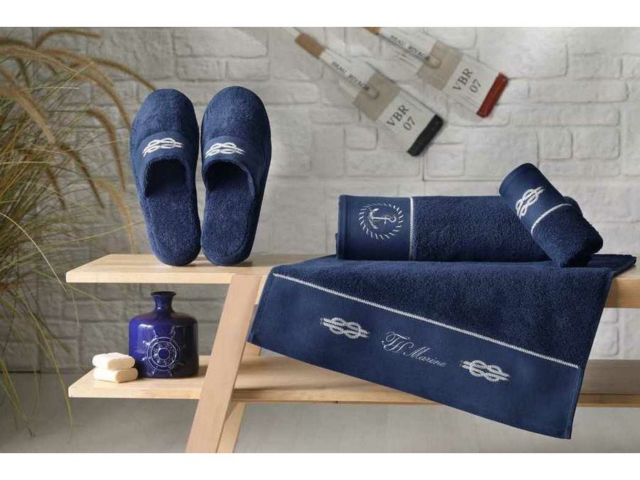 Набор полотенец с тапками Anchor махровые 30*50, 50*90, 75*150 / Tivolyo Home
