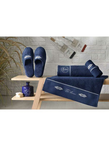 Набор полотенец с тапками Anchor махровые 30*50, 50*90, 75*150 / Tivolyo Home