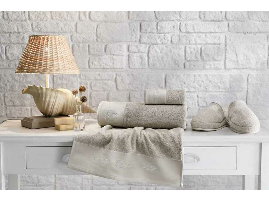 Набор полотенец с тапками Anchor махровые 30*50, 50*90, 75*150 / Tivolyo Home