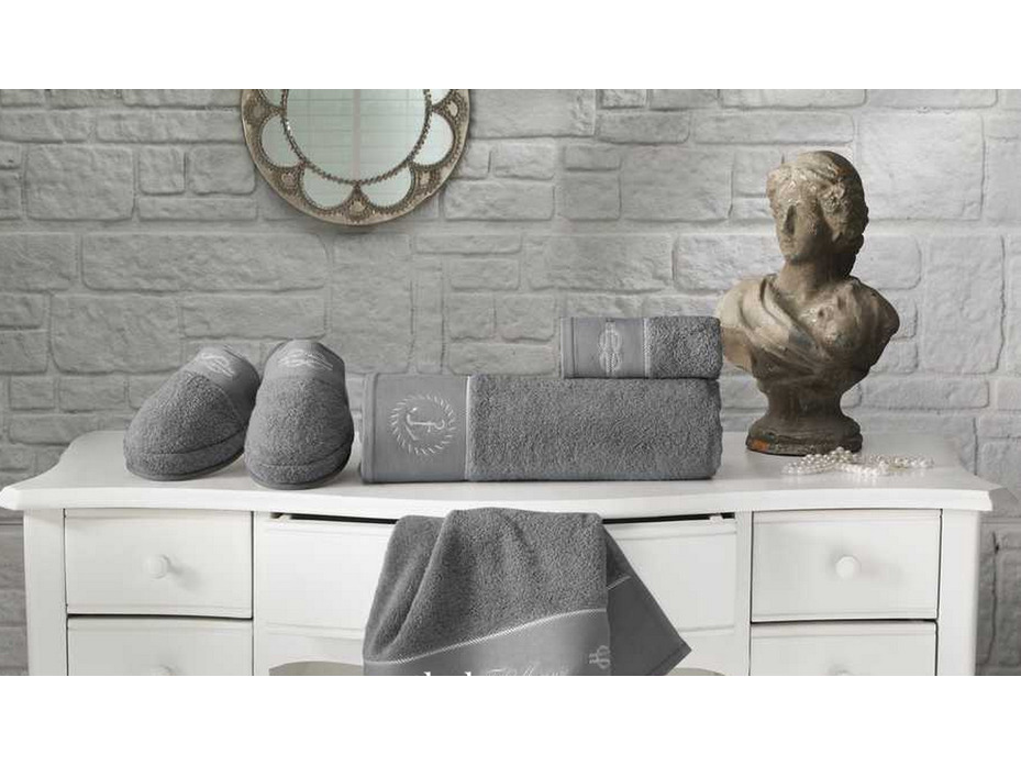 Набор полотенец с тапками Anchor махровые 30*50, 50*90, 75*150 / Tivolyo Home