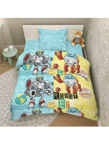 Постельное белье 9602 (17) Роботы поплин 1,5 сп / Василиса