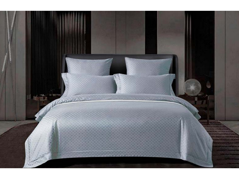 Постельное белье с одеялом 2219-OMP Серый сатин жаккард Евро сп / Asabella