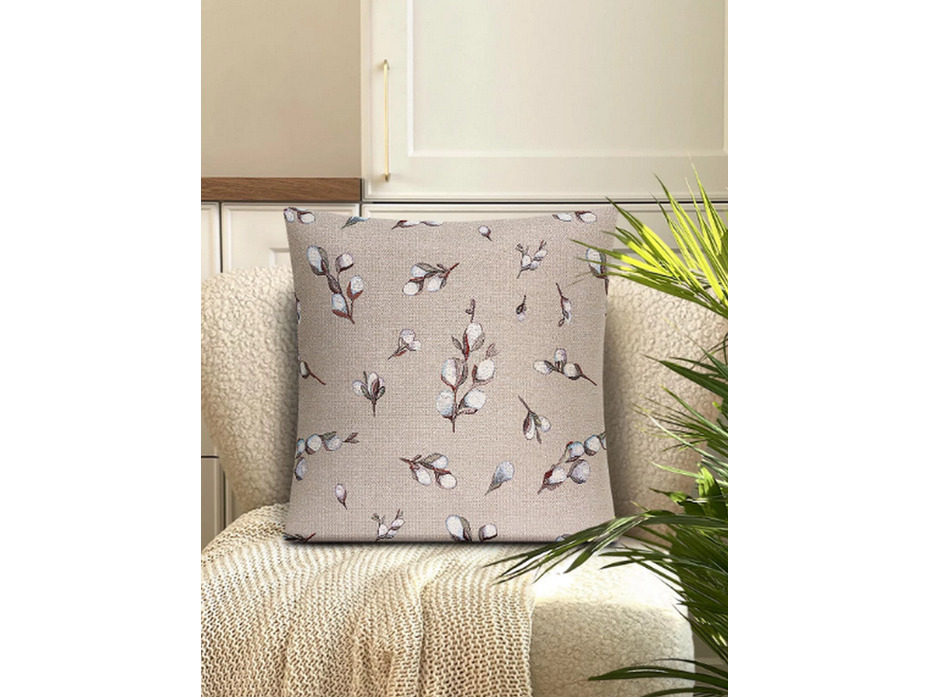 Наволочка декоративная 2310236 Верба льняной фон гобелен 45*45 / Le Gobelin