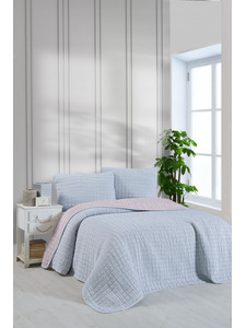 Покрывало с наволочкой Muslin Kare хлопковое 160*240, 50*70 / Karven Покрывало с наволочкой Muslin Kare хлопковое 160*240, 50*70 / Karven