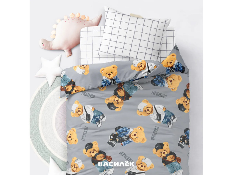 Постельное белье 500309 (24) Тедди поплин 1,5 сп / Василиса