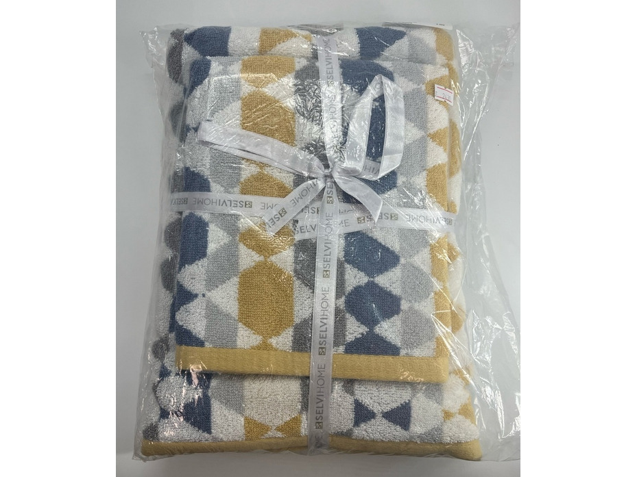 Набор полотенец Ромбы махровые (40*70, 70*140) / Selvi Home Набор полотенец Ромбы махровые (40*70, 70*140) / Selvi Home