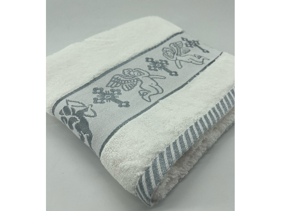 Полотенце 8505346 Ангелочки серебро махровое 50*90 / 7-я