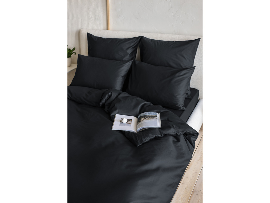 Пододеяльник KL-5(007) черный сатин однотонный 200*220 / Tia Пододеяльник KL-5(007) черный сатин однотонный 200*220 / Tia