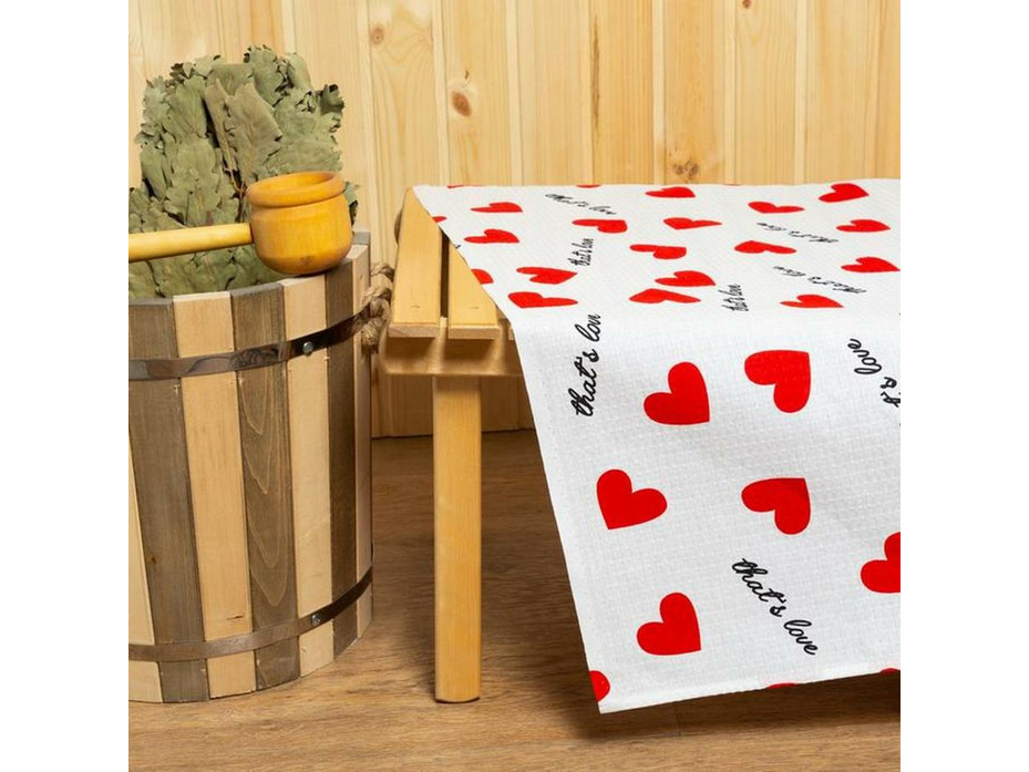 Полотенце-простыня для бани 5472040 Сердечки вафельное 150*180 / Этель Полотенце-простыня для бани 5472040 Сердечки вафельное 150*180 / Этель