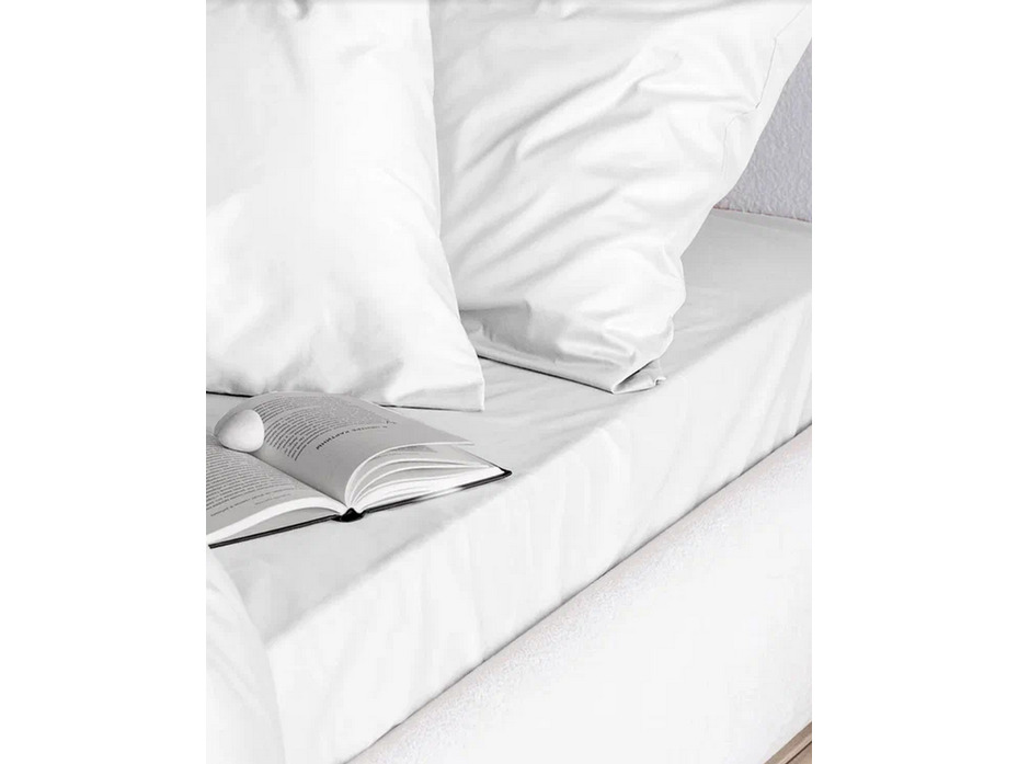 Простыня на резинке 213KL-1 Белый сатин 120*200 / Tia