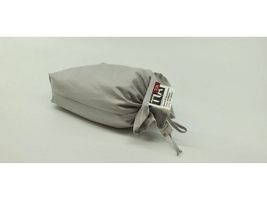 Простыня на резинке 213KL-105 сатин однотонный Светло-серый 160*200 / Tia