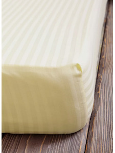 Простыня на резинке KL-7(105) Шампанское сатин страйп 160*200 / Tia