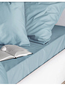 Простыня на резинке 213KL-15-4005 Ярко-голубой сатин 180*200 / Tia