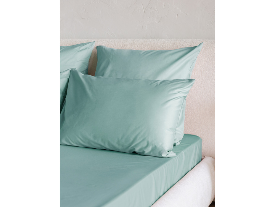 Простыня на резинке 213KL-506 сатин однотонный Мята 180*200 / Tia Простыня на резинке 213KL-506 сатин однотонный Мята 180*200 / Tia