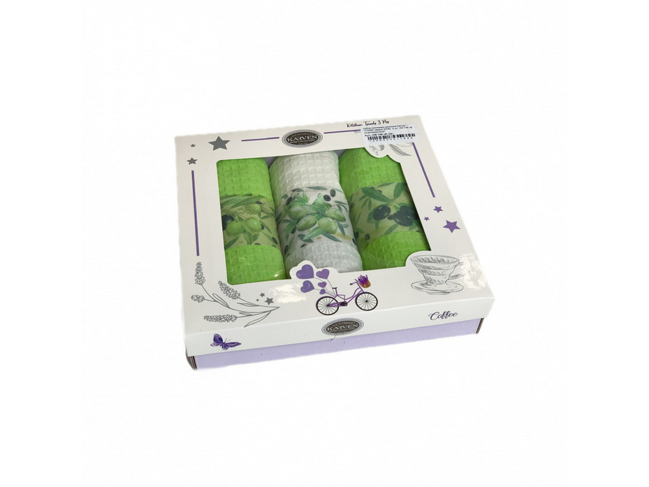 Набор полотенец HM 746 V8 Олива вафельные (40*60, 3 шт) / Karven