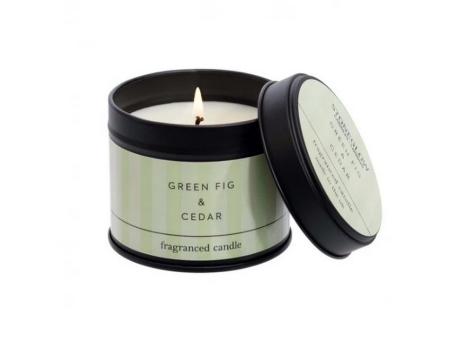 Зеленый инжир и кедр / Свеча в жестяной банке 135 гр / StoneGlow