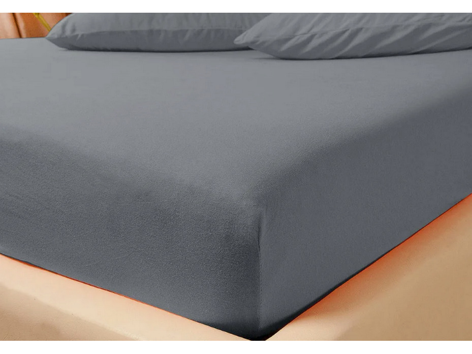 Простыня на резинке 10-25 Графитовый трикотажная 200*200 / Tia Простыня на резинке 10-25 Графитовый трикотажная 200*200 / Tia