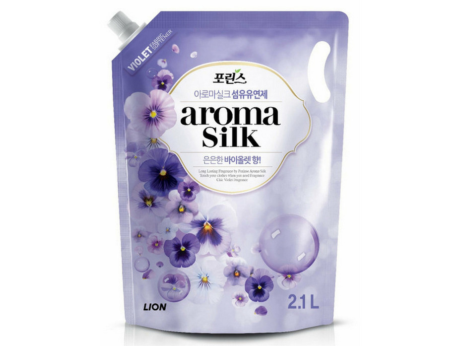 Кондиционер для белья с ароматом фиалки Aroma silk мягкая упаковка 2100 мл / Lion